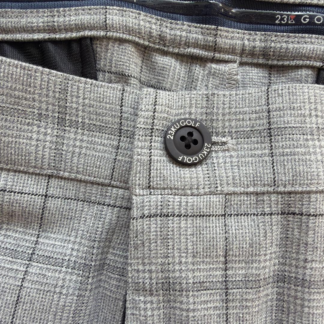 美品　23区ゴルフ　ストレッチパンツ　メンズ82 M位　グレー　チェック　Dカン