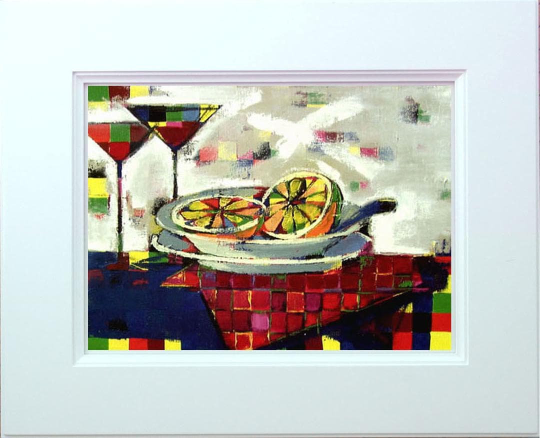 油絵 菅家令子 絵 絵画インテリア額付(黒) uF6-061703フルーツグラス