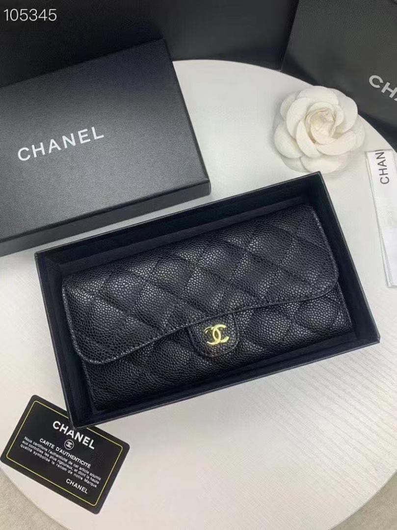 ブラックレザー 財布 キルティング
