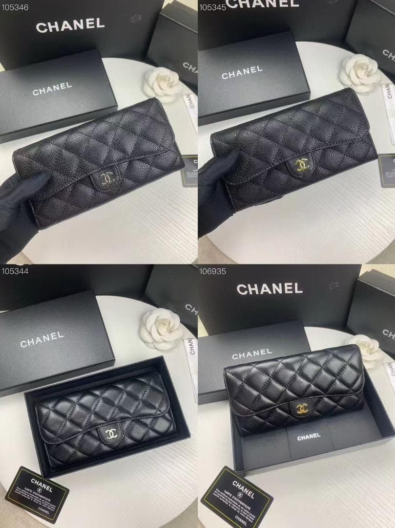 ブラックレザー 財布 キルティング