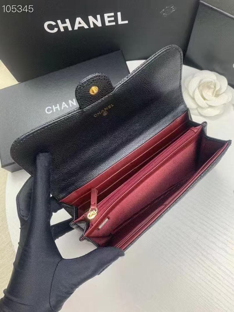 ブラックレザー 財布 キルティング