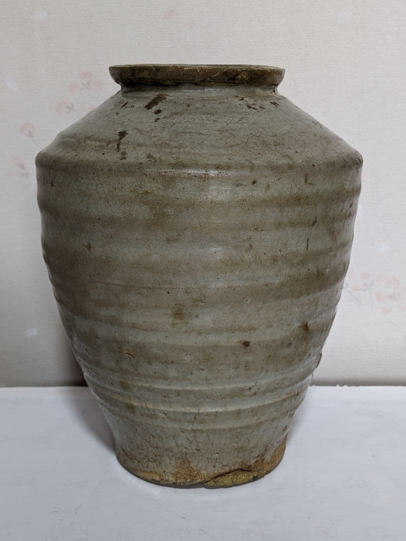 ♦中国陶磁 明時代末 胴継ぎ 壺 清時代花台 古玩 古美術品 朝鮮李朝 骨董品