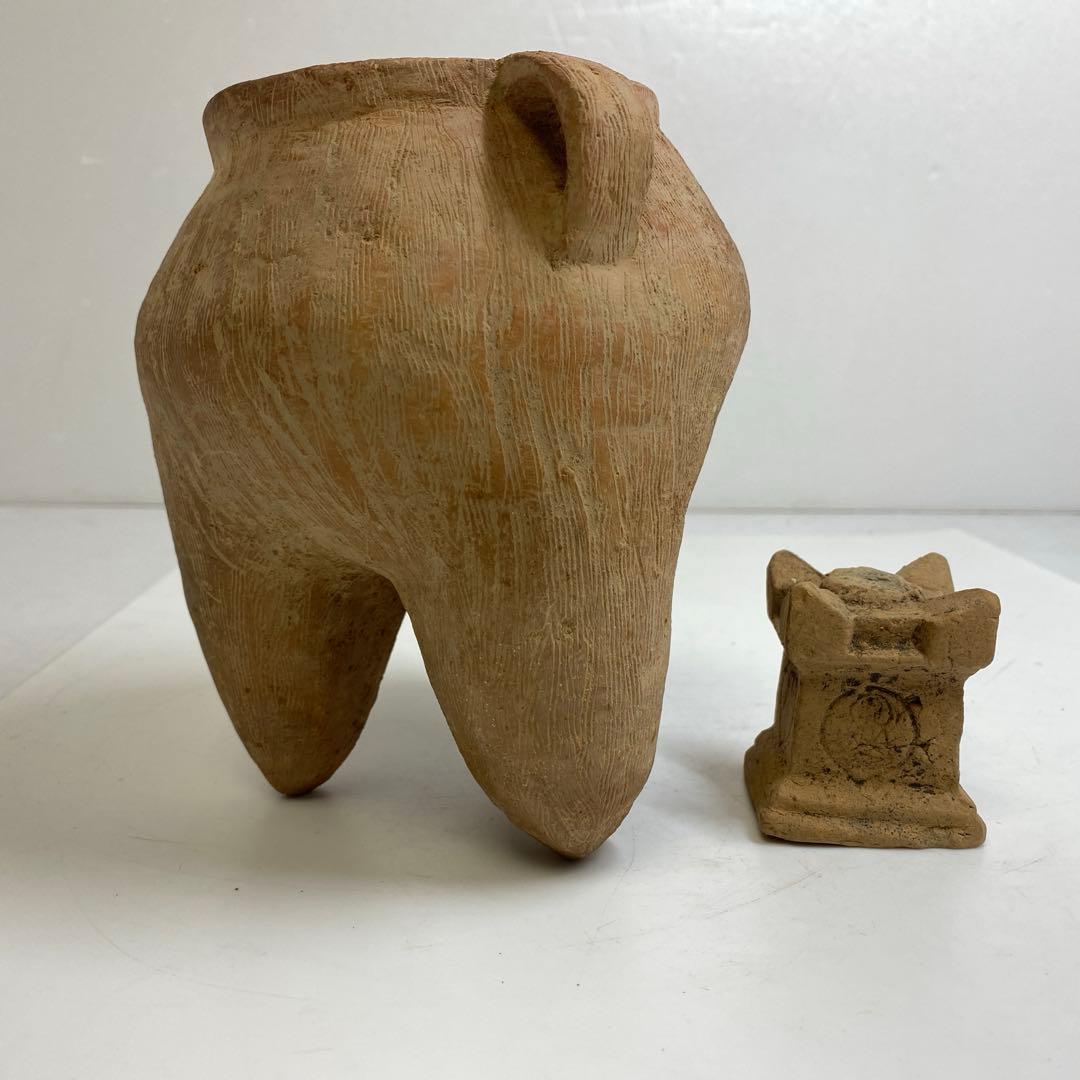 紀元前　珍品　三足壺等2点　タルサ　高さ4〜15㎝　東S8-0331②