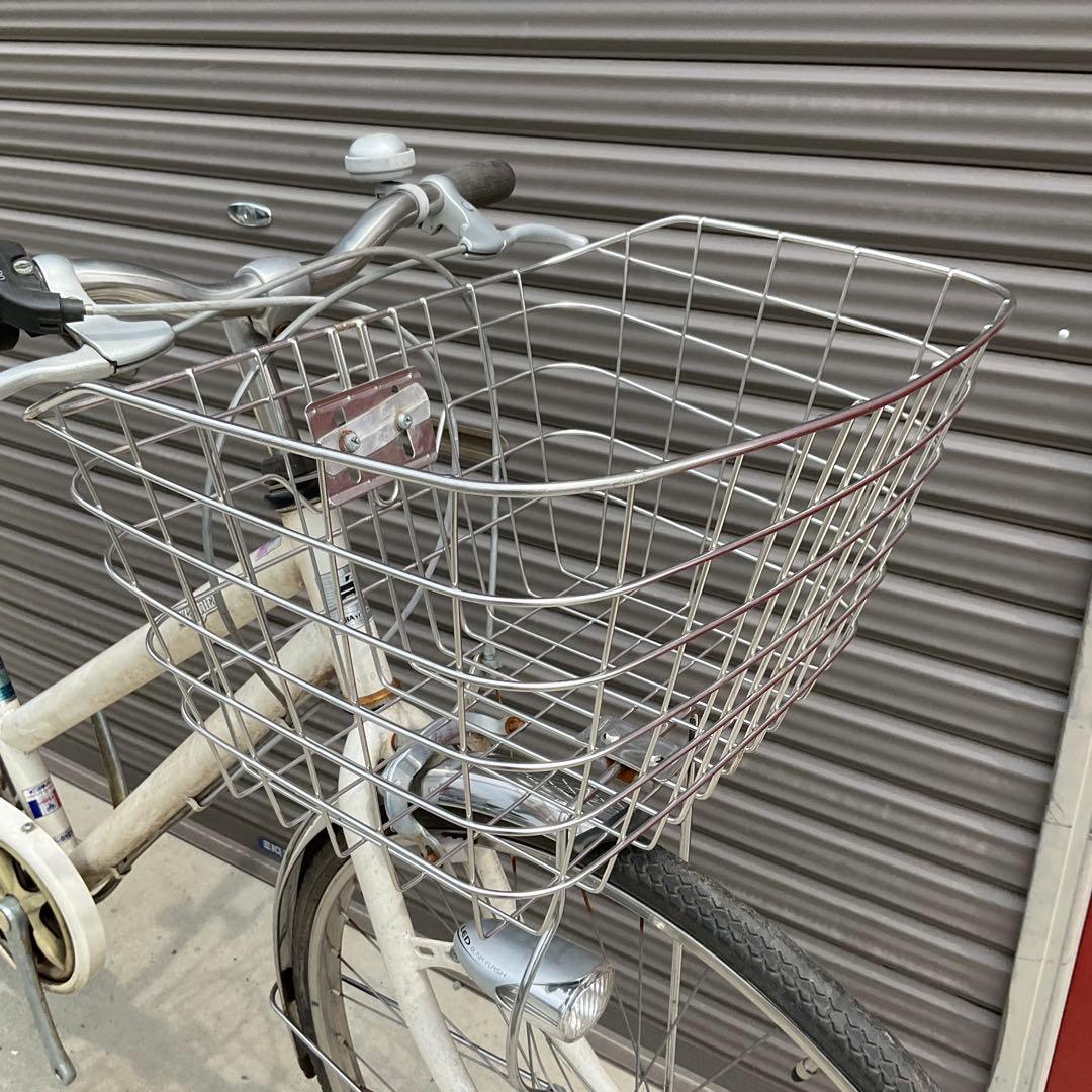 【前橋市内引渡】ママチャリ 26インチ自転車 6段変速/カゴ/鍵/オートライト付