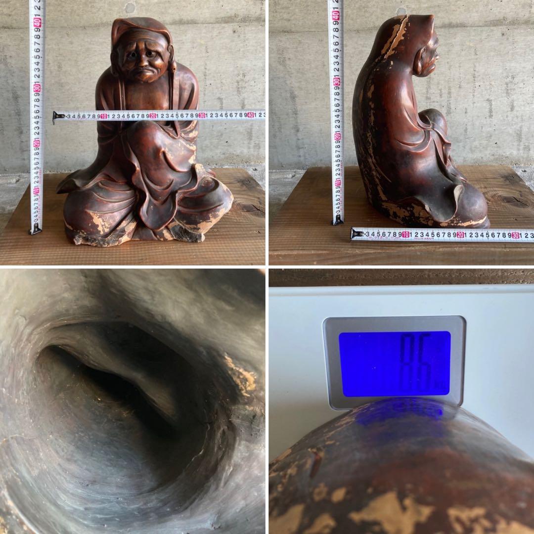 古い達磨大師像 置物 オブジェ 大型 和風 陶器 古美術 骨董品 レトロ