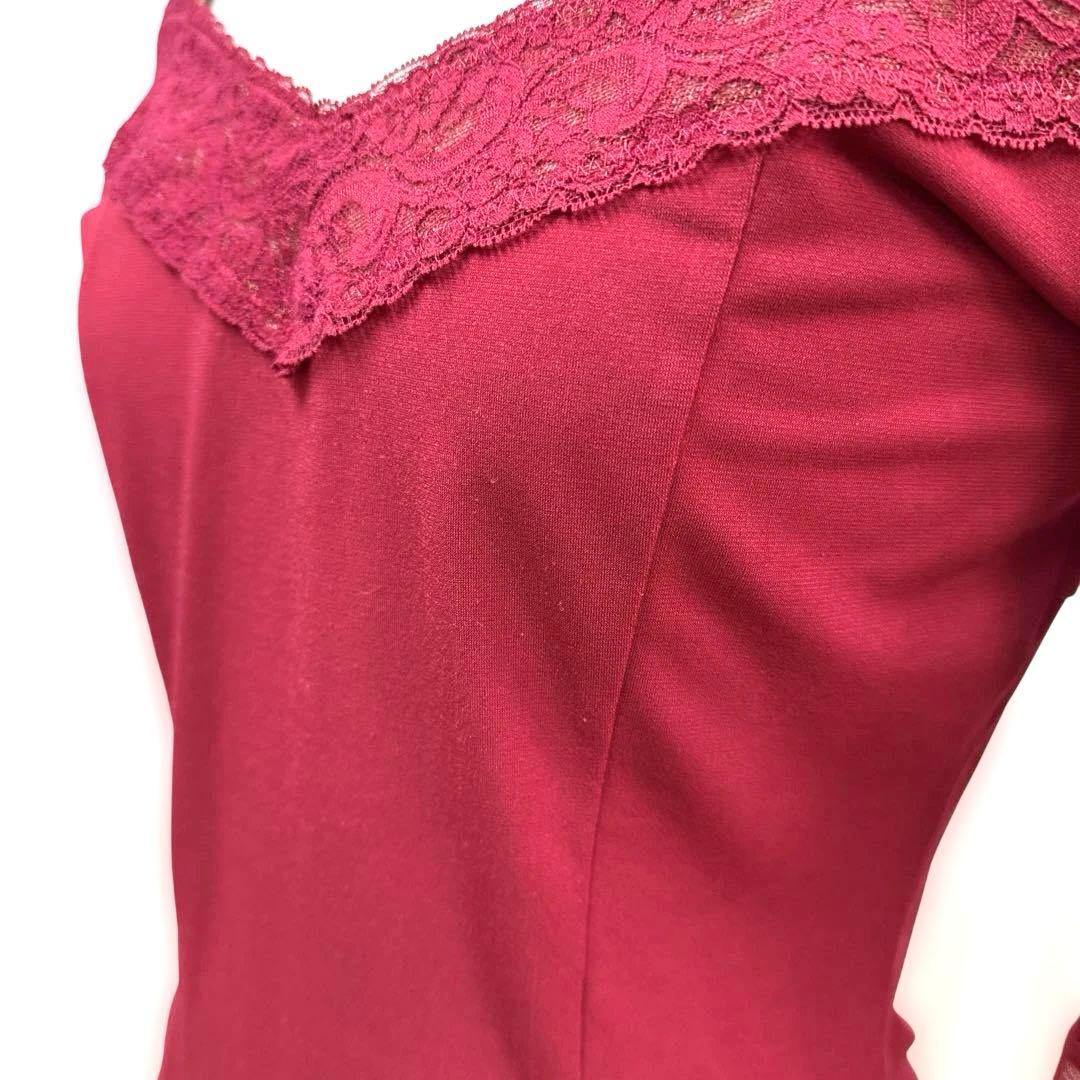 6257★チャコット★M レッド系 レース トップス 社交ダンス