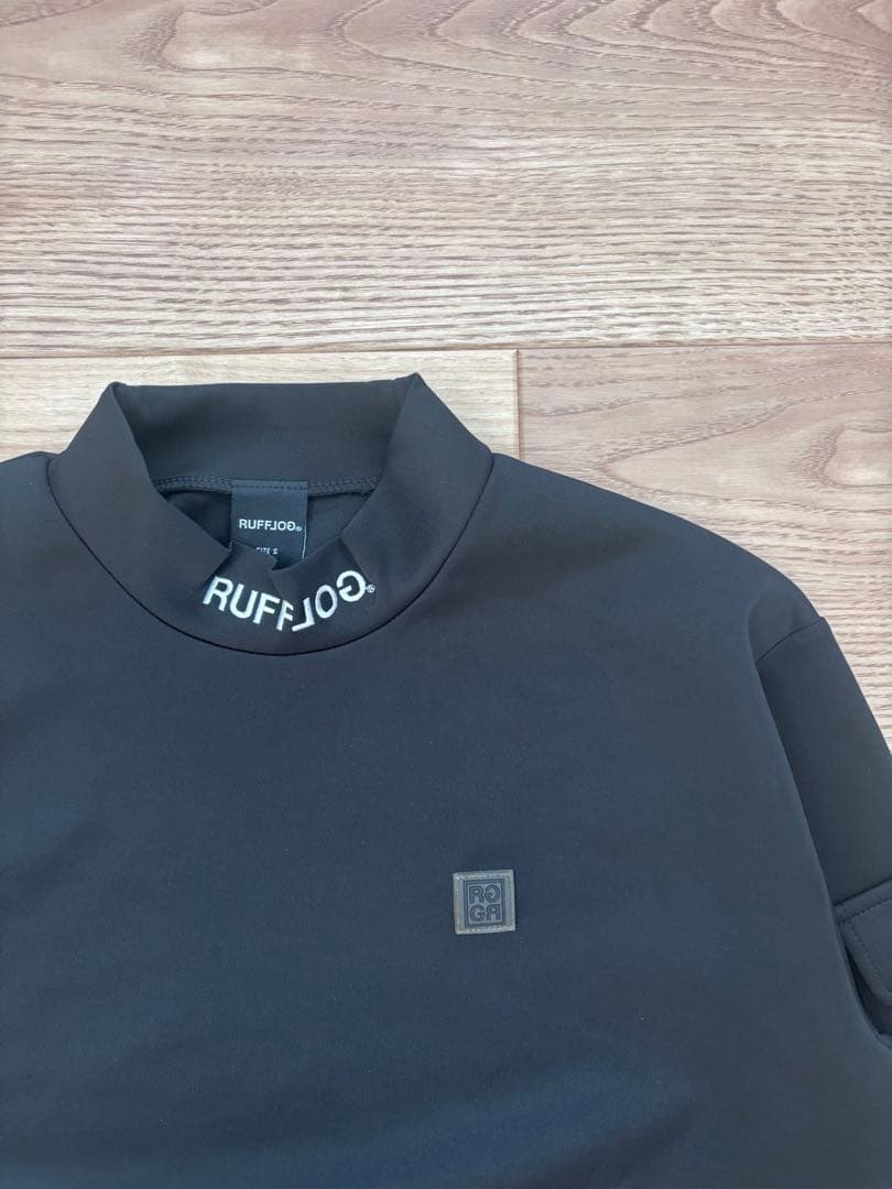 ラフロッグ　バックフレームロゴモックネックシャツ　ブラック　新品