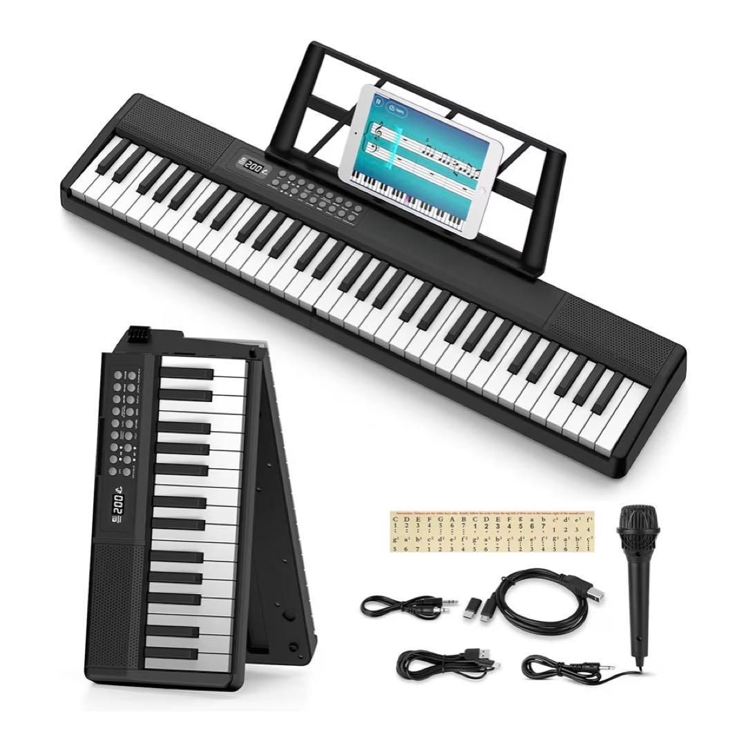 電子ピアノ 折りたたみ 電子キーボード 61鍵盤 キーボード MIDI機能 新品