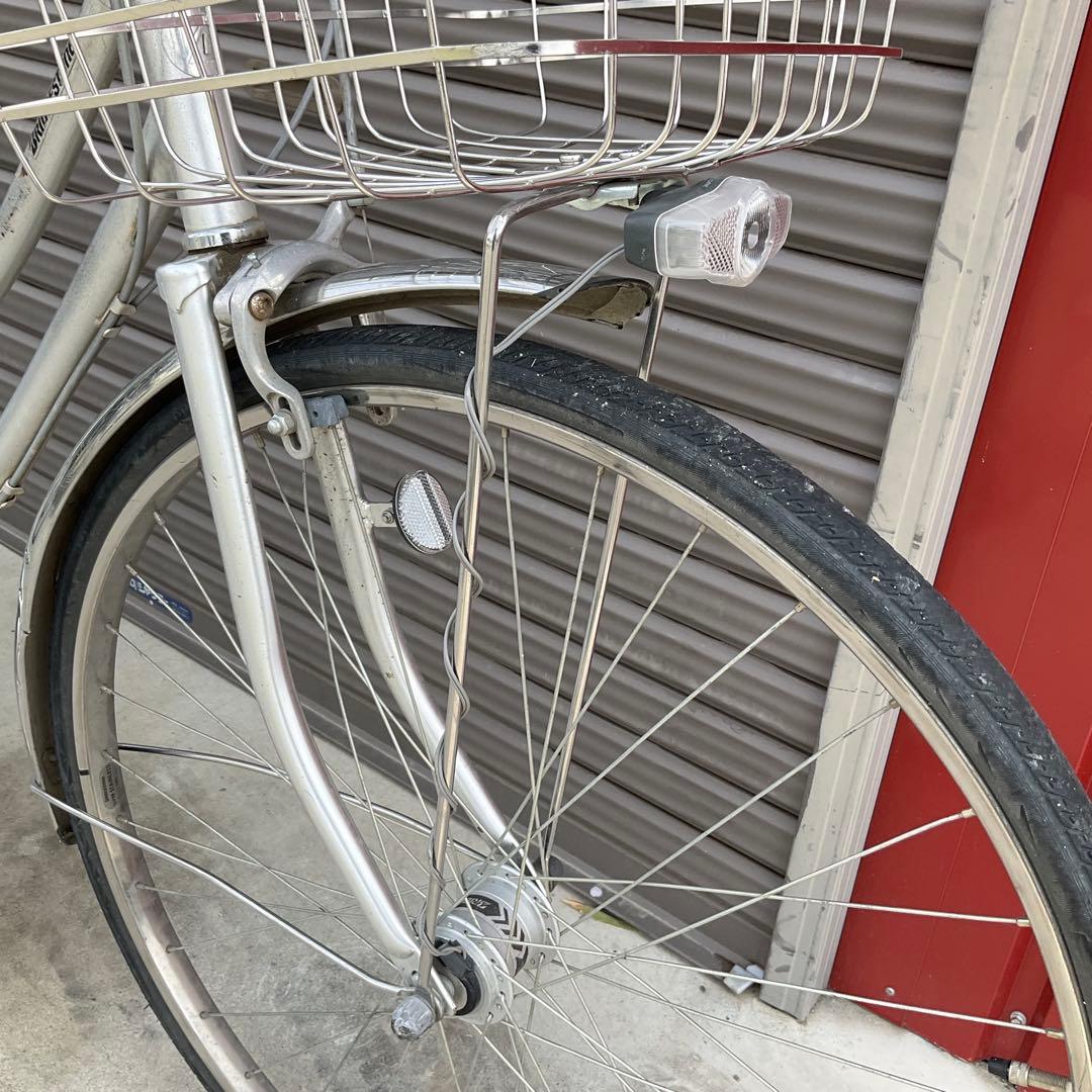【前橋市内引渡し】27インチ自転車 5段変速/カゴ/鍵/オートライト付き