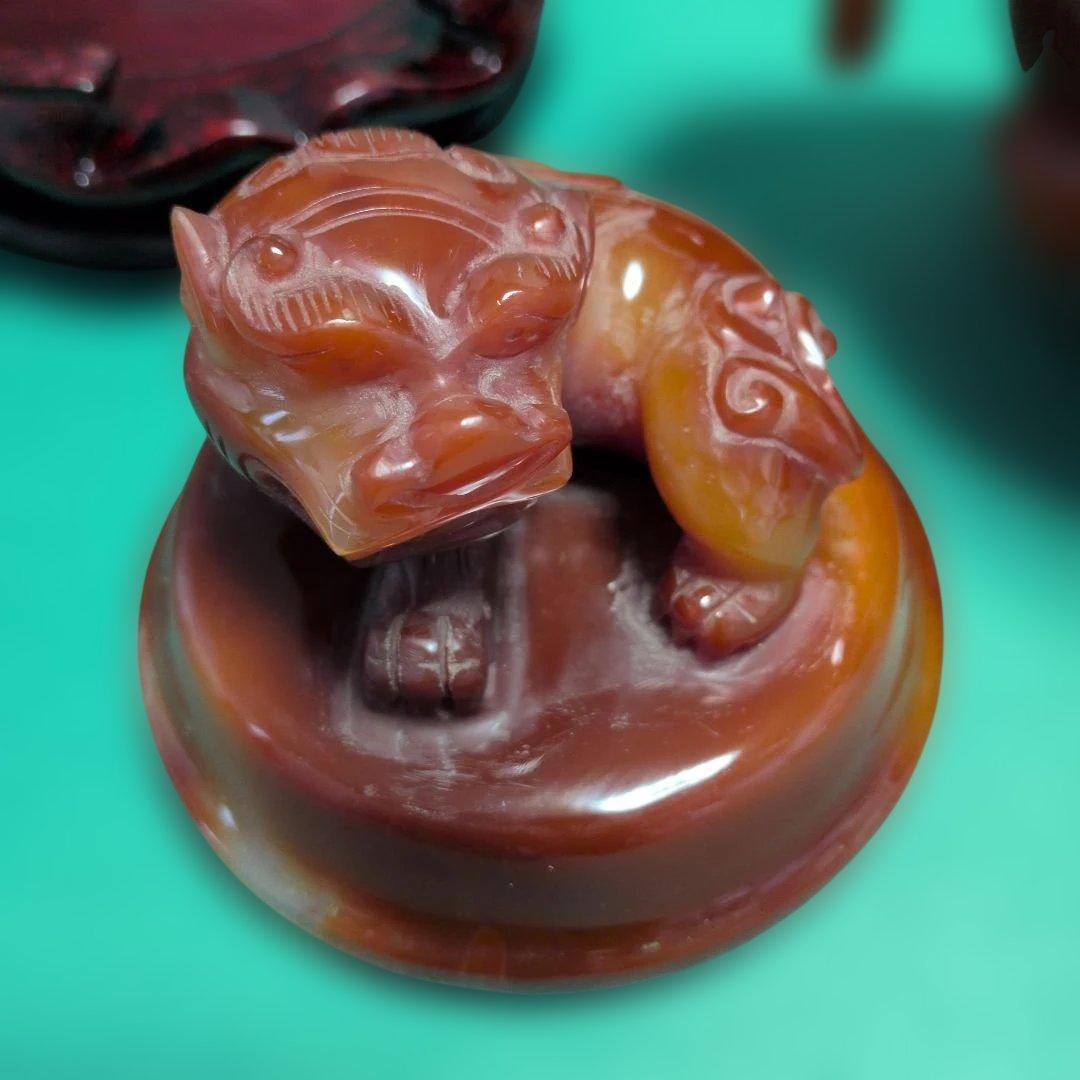 赤翡翠石彫刻　香炉　中国美術品