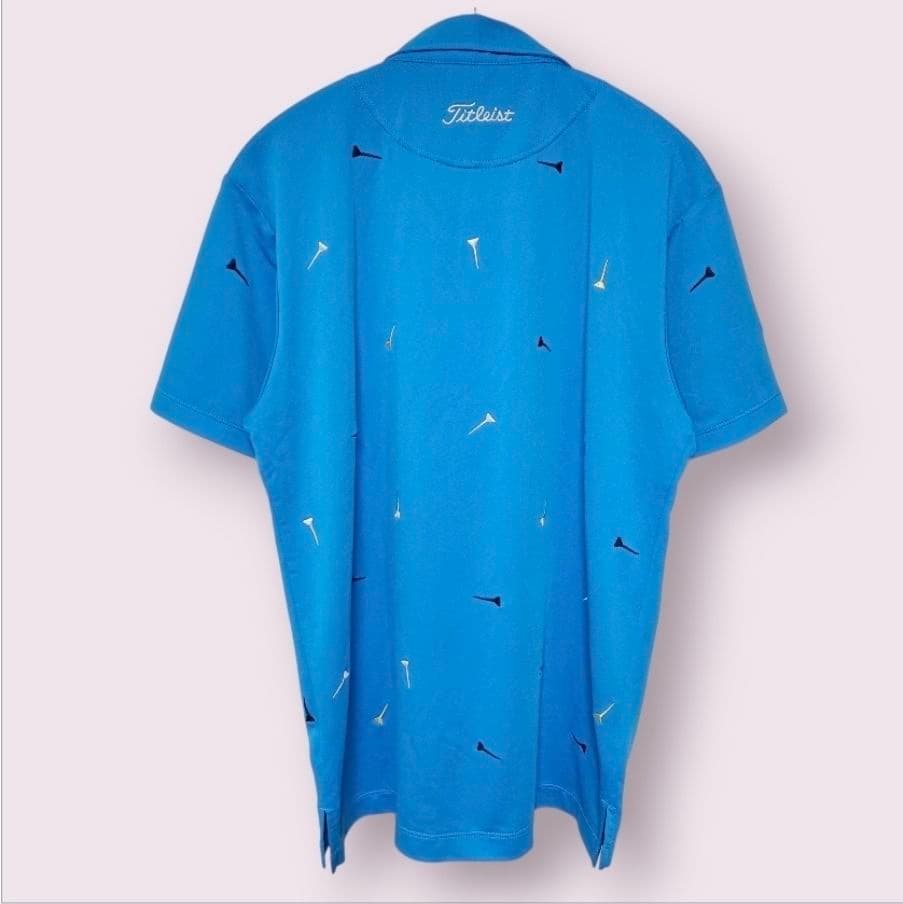 美品 タイトリスト メンズ ゴルフ ポロシャツ L ブルー 半袖