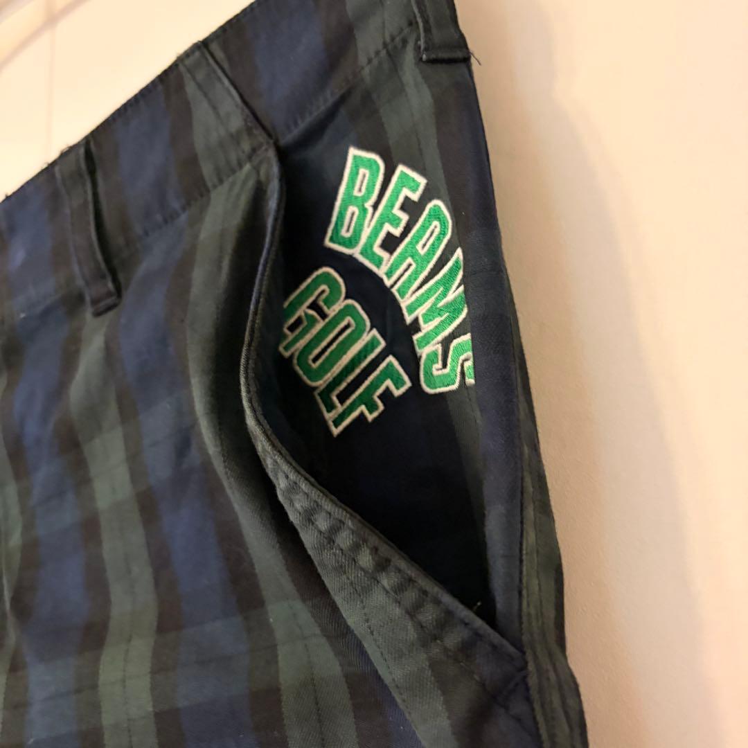 BEAMS GOLF チェック柄パンツ ネイビー系