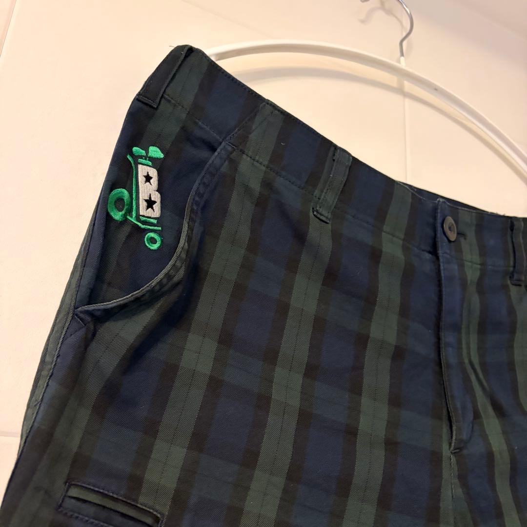 BEAMS GOLF チェック柄パンツ ネイビー系