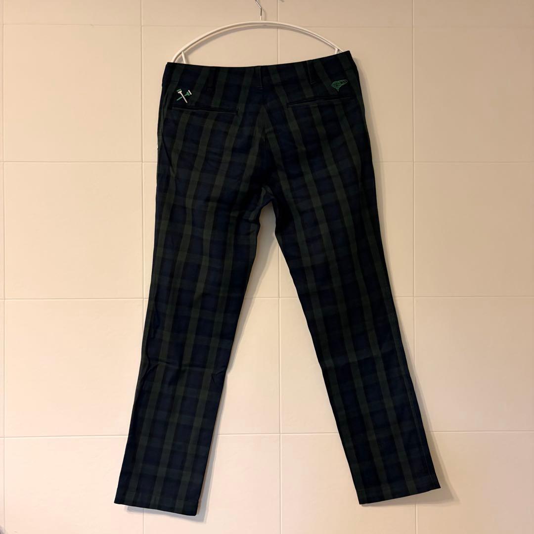 BEAMS GOLF チェック柄パンツ ネイビー系