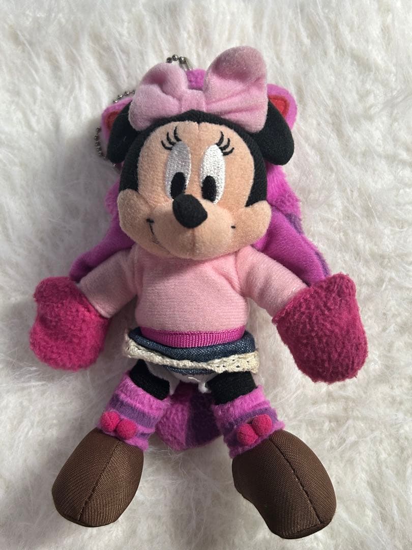 ディズニー ミニー チシャ猫 チェシャ猫 マフラーぬいぐるみバッジ キーホルダー