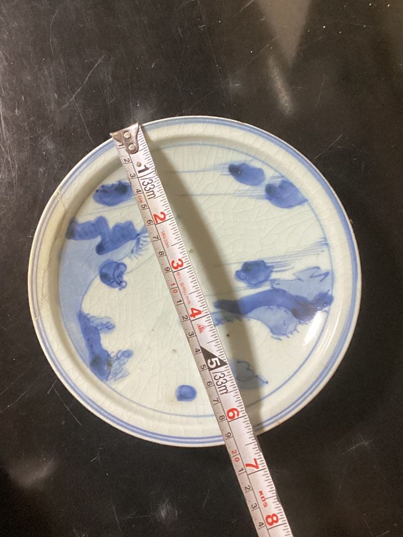 初期伊万里　江戸前期染付山水釣り人図　骨董古美術品
