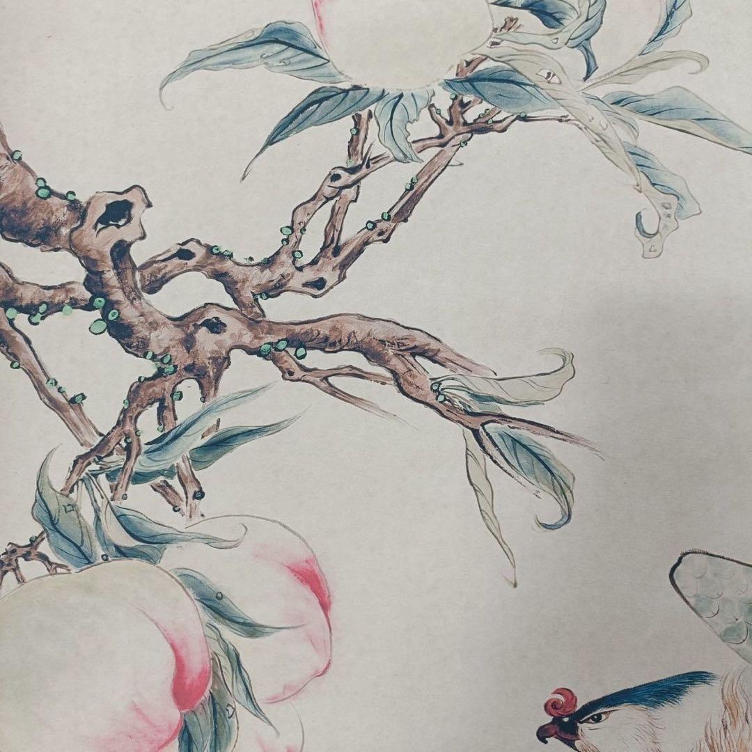 唐寅 仙寿図 花鳥画 三尺中堂 掛け軸 中国美術 縁起物