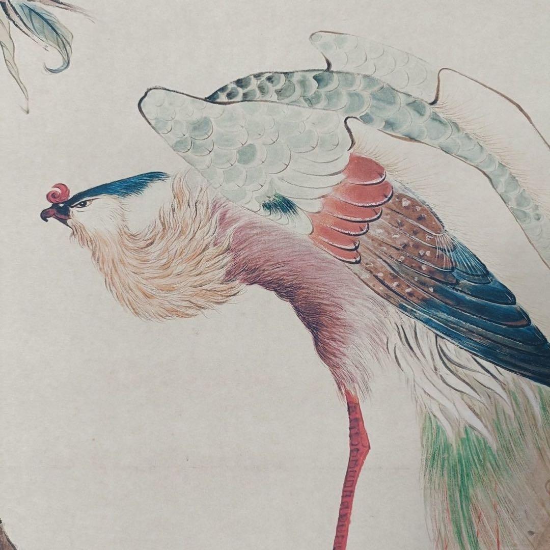 唐寅 仙寿図 花鳥画 三尺中堂 掛け軸 中国美術 縁起物