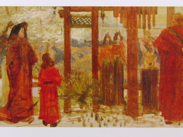 青木繁、光明皇后、希少画集画、新品高級額・額装付、状態良好