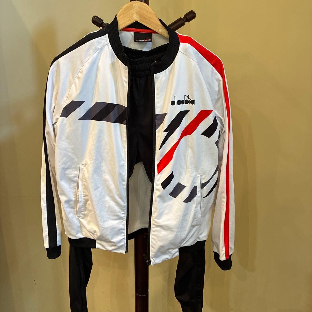 diadora ジャージセット M ホワイト/ブラック/レッド