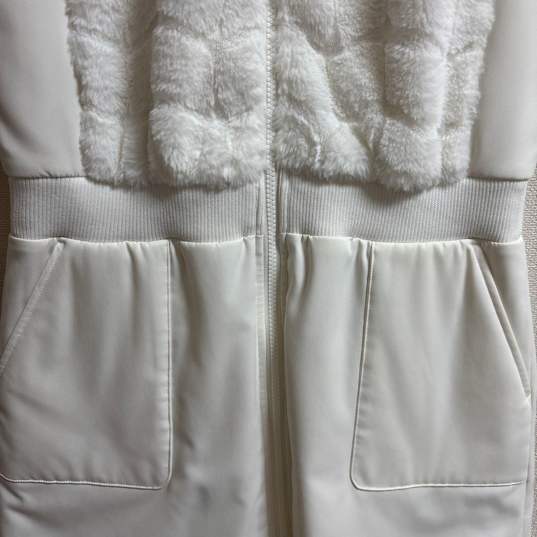 美品　キャロウェイ　レディース　ベスト　ロング　白　ファー　ジップ　L