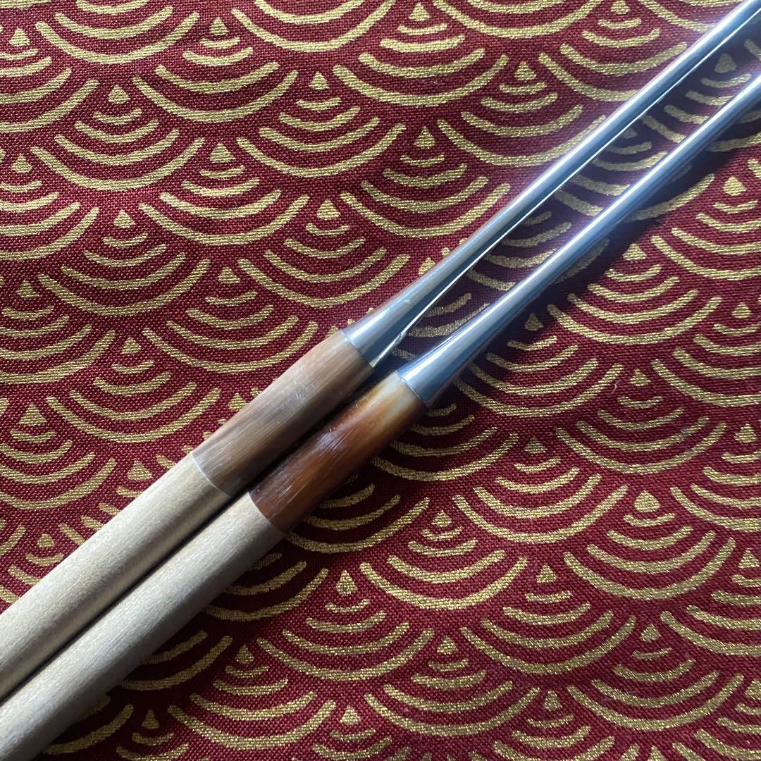 プロ用 ステンレス 盛箸 135mm 白茶水牛柄