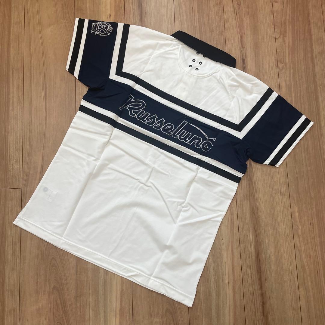 【新品】ラッセルノ ポロシャツ サイズ5 ボーダー　ロゴ　半袖