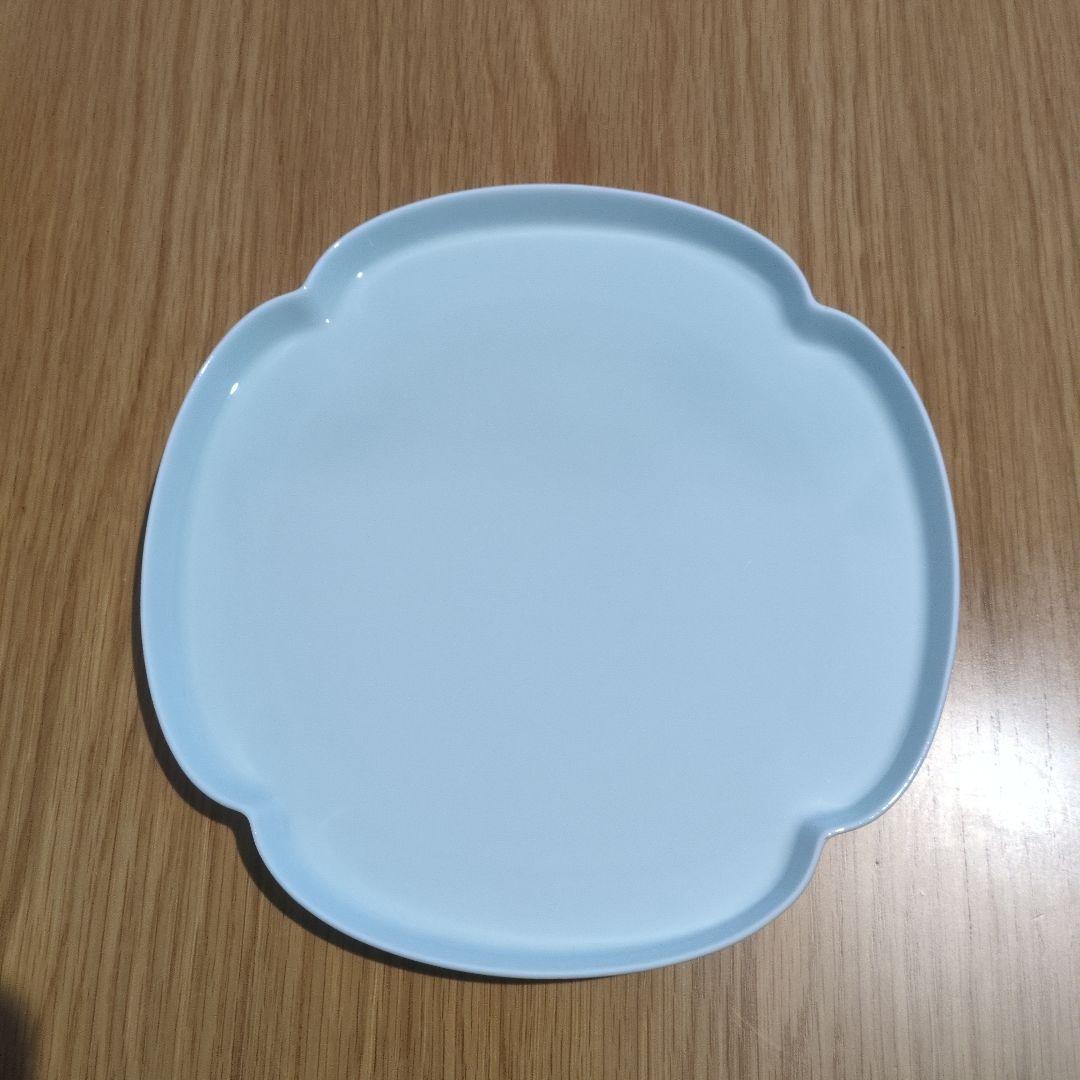 淡い水色の花型陶器皿 5枚セット