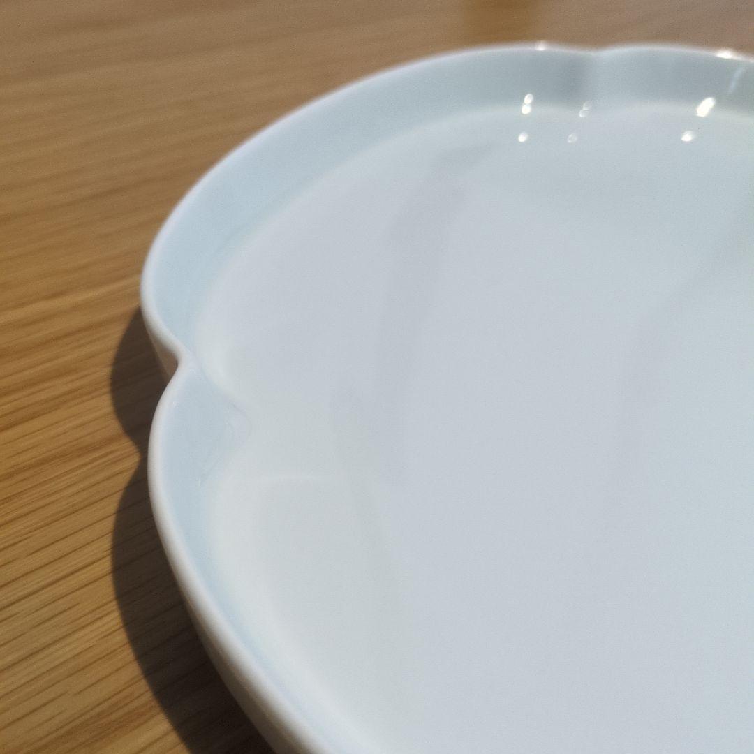 淡い水色の花型陶器皿 5枚セット