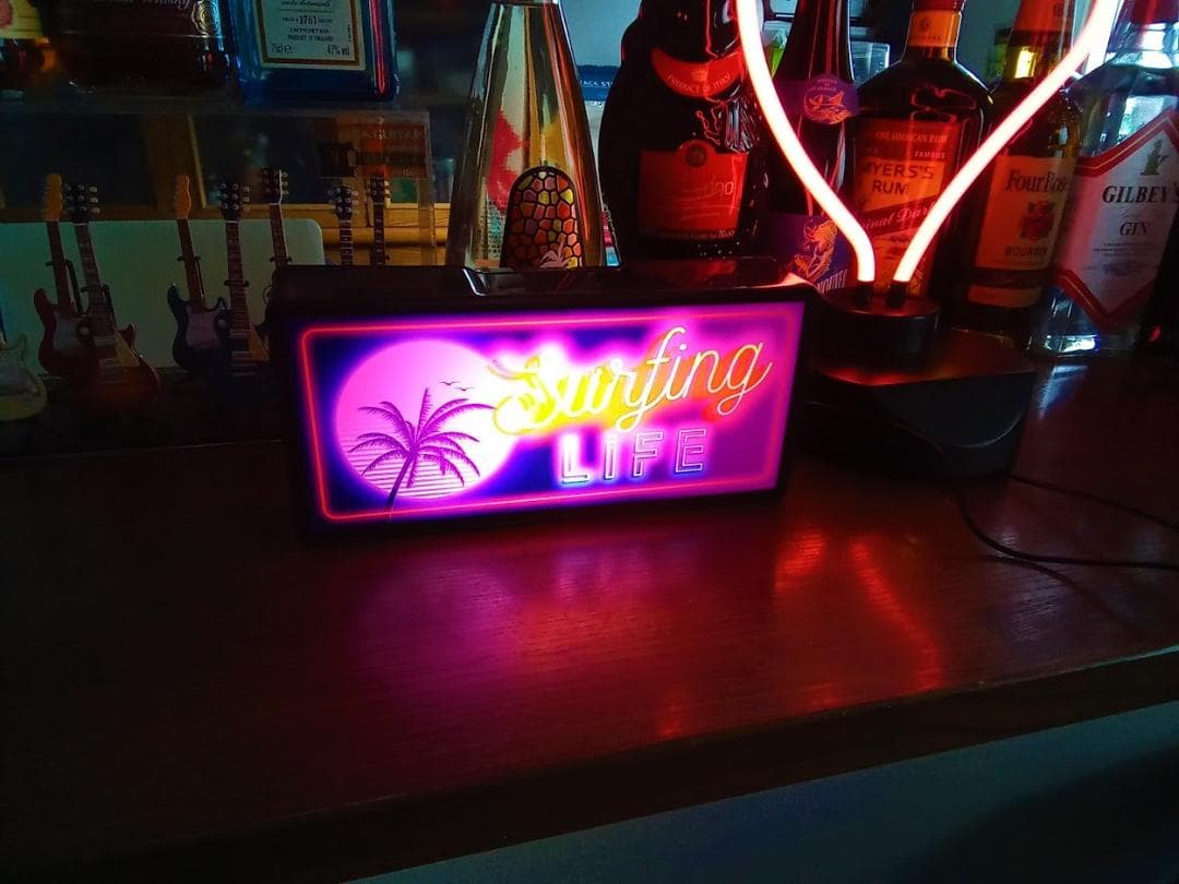 サーフィン カリフォルニア ライフ 看板 置物 雑貨 LED2wayライトBOX