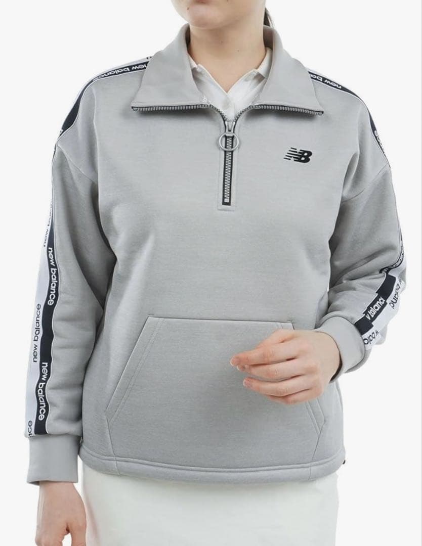 新品　New Balance レディース サイズ2 グレー　ハーフジップ　裏地付