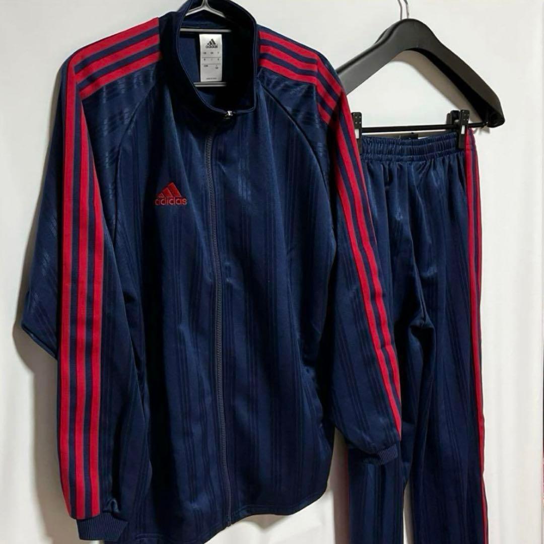 【新品未使用】adidas ジャージ上下セット 紺/赤ライン