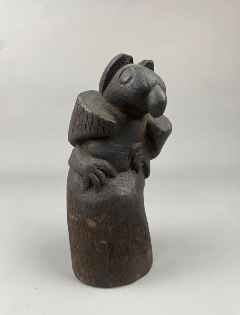 初出し 李朝工芸 李朝時代 古木製 彫刻 置物 鳥 魚 仏像 オブジェ 希少うぶ