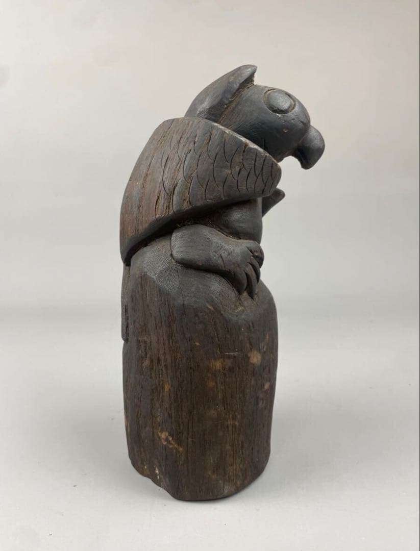 初出し 李朝工芸 李朝時代 古木製 彫刻 置物 鳥 魚 仏像 オブジェ 希少うぶ