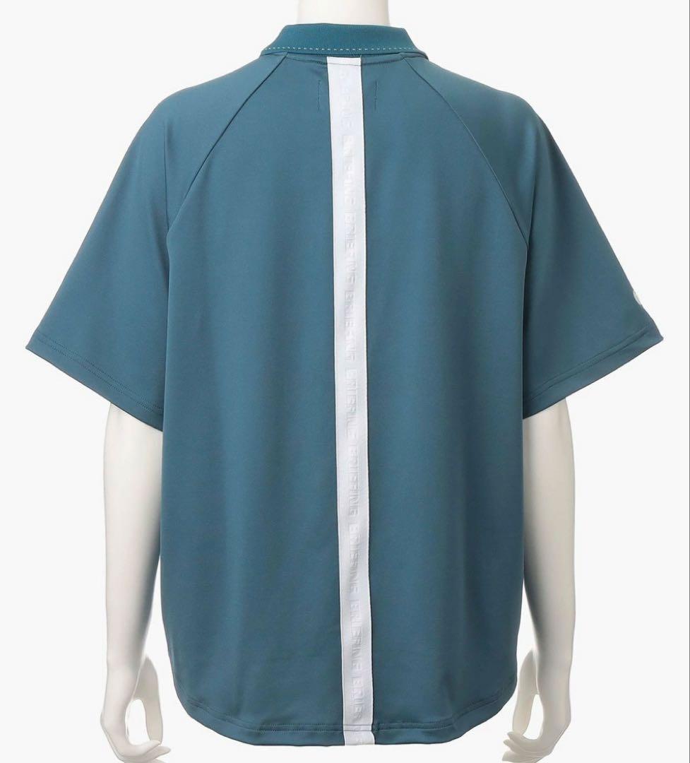 新品★23,100円 レディースS BRIEFING バックロゴラインポロ 青緑