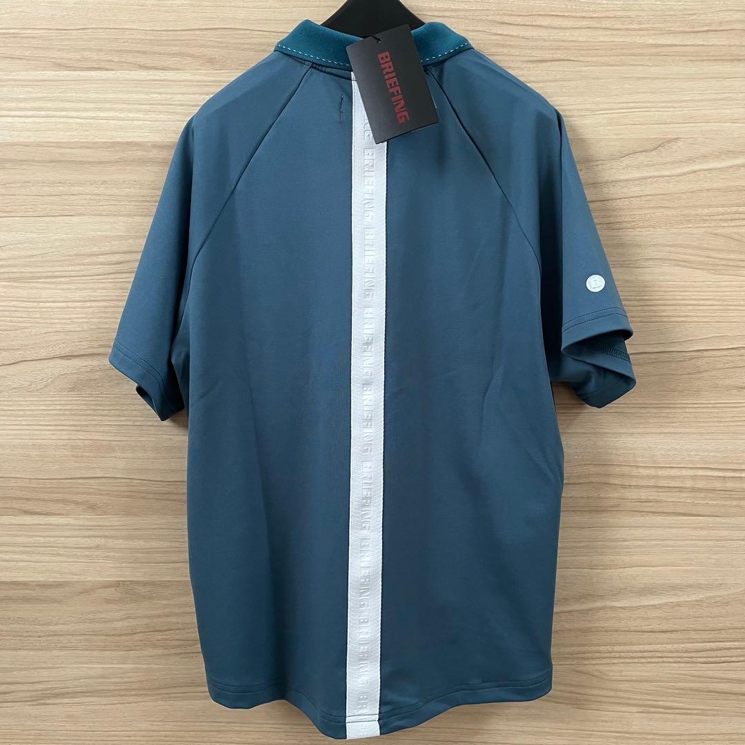 新品★23,100円 レディースS BRIEFING バックロゴラインポロ 青緑