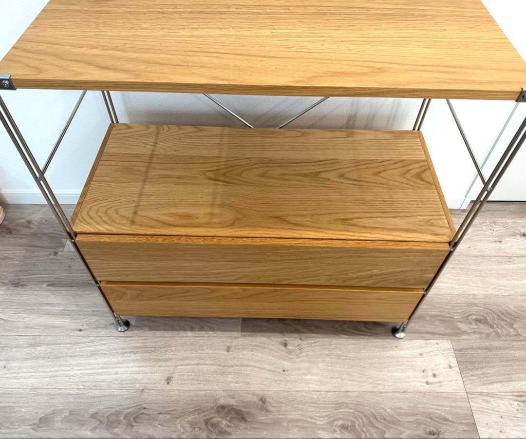 【美品】無印良品　ステンレスユニットシェルフ　引き出し付き