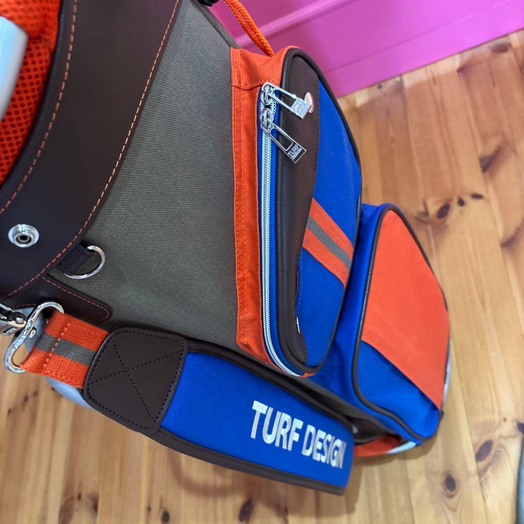 TURF DESIGN キャディバッグ オレンジ/青