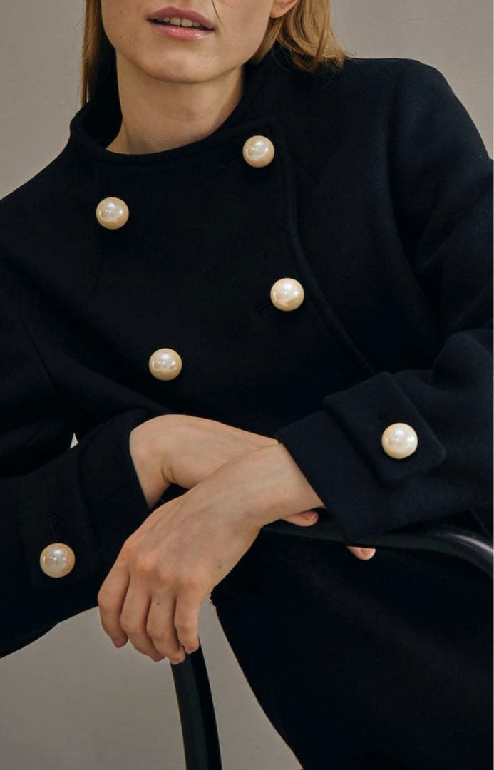 美品 Stina スティナ クローゼット ウール パールボタンコート36 完売品