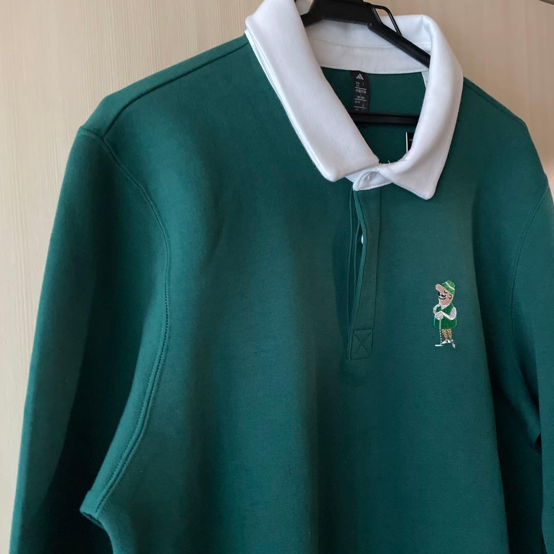 【新品】adidas ゴルフウェア　XL 長袖ポロシャツ　襟付き　グリーン