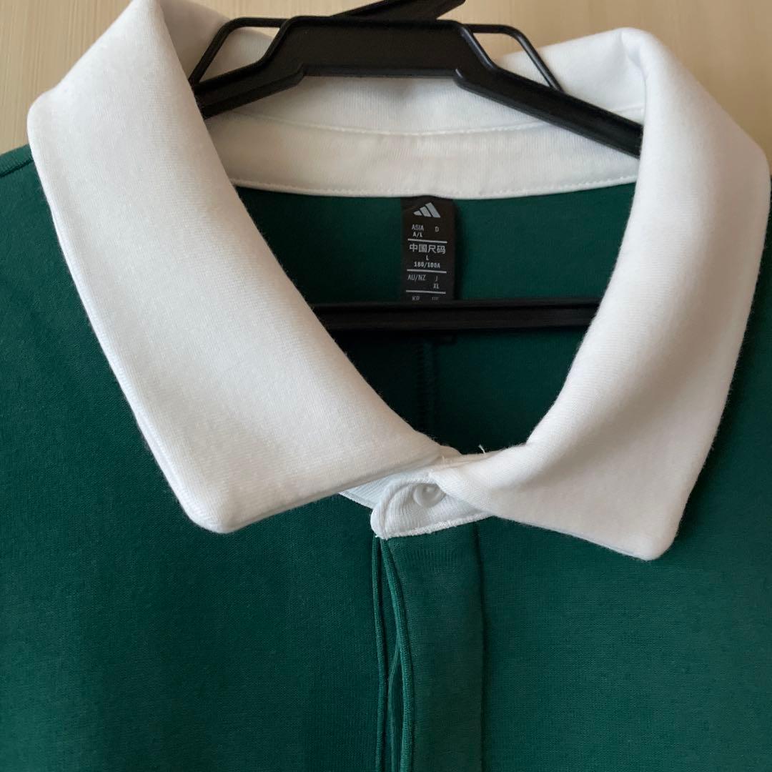 【新品】adidas ゴルフウェア　XL 長袖ポロシャツ　襟付き　グリーン