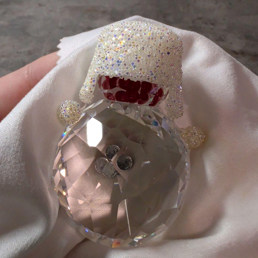 Swarovski 雪だるま ガラスカラスとアヒル 置物 セット