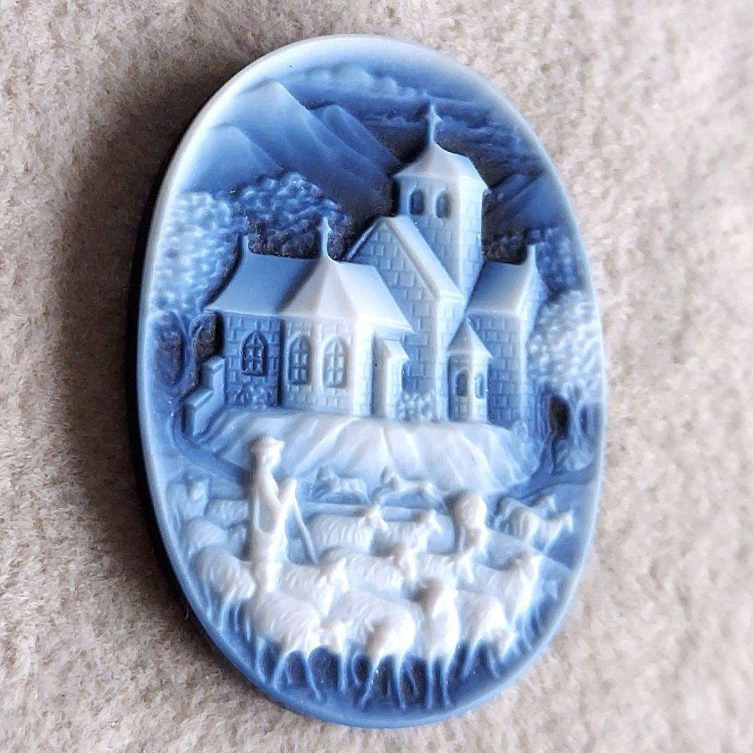 羊飼いと教会　ストーン　カメオ　ルース