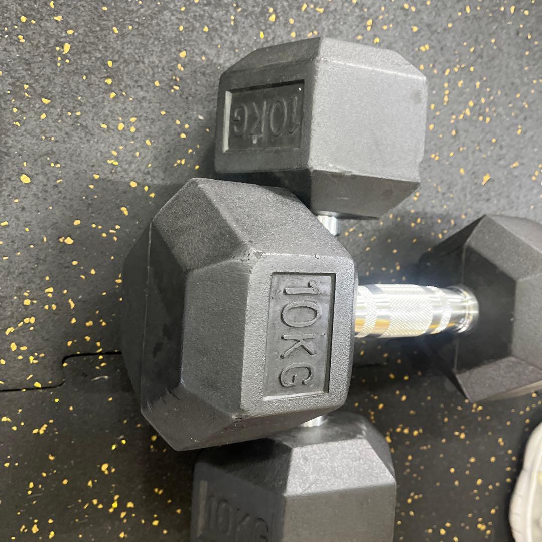 ラバーヘックス  ダンベル　10kg  ２個