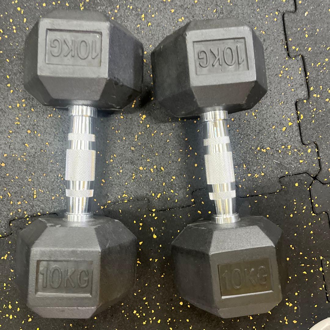 ラバーヘックス  ダンベル　10kg  ２個