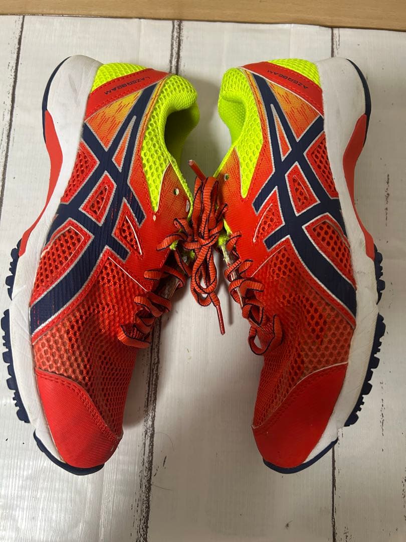 ASICS ランニングシューズ 運動靴　レッド/イエロー　赤　24.5
