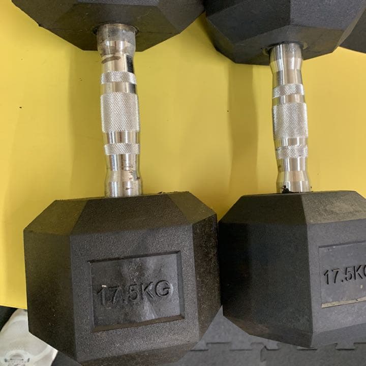処分品 ラバーヘックスダンベル 17.5kg 2個