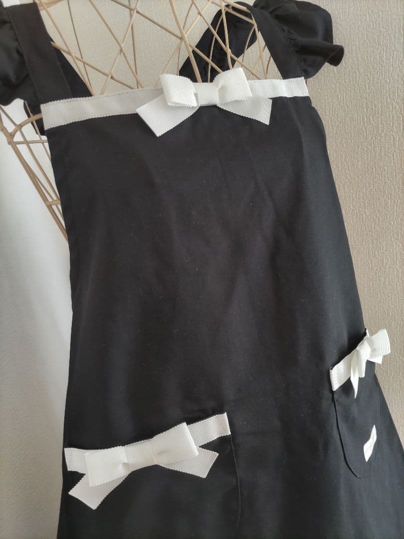 Princess style 黒エプロン フリル付き