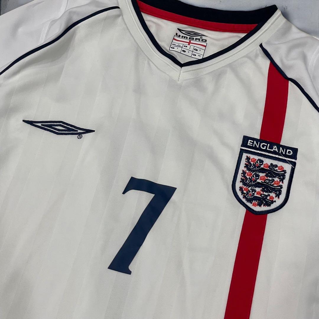 【良品】2002 イングランド代表 ホーム ユニフォーム #7 ベッカム