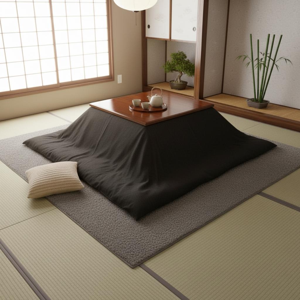 新品正方形こたつカバー【デニムマニア ブラック】200cm×200cm